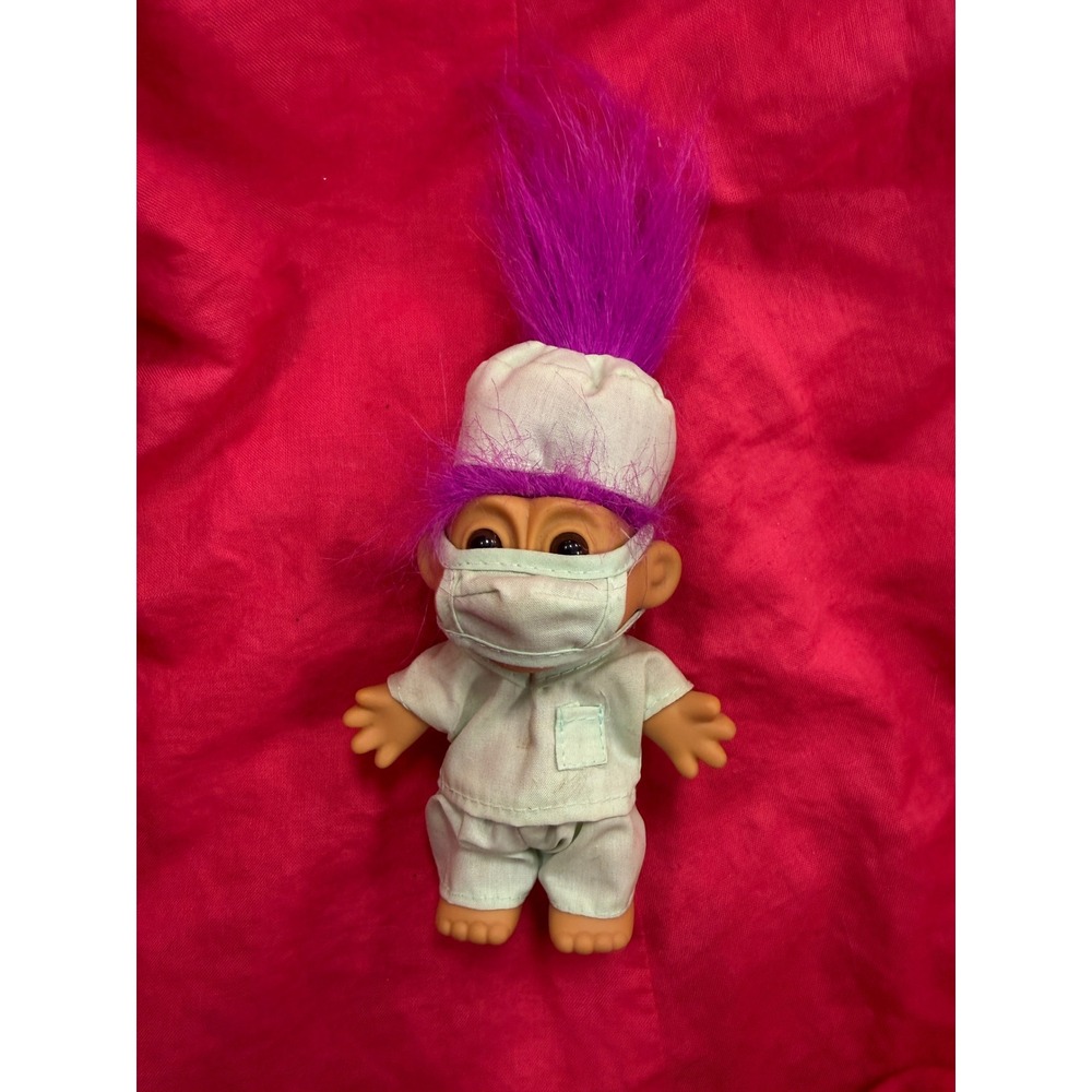 Russ Berne Troll Doll Vintage Doctor‎ Surgeon Scrubs Purple Hair 18356 5 Inch
